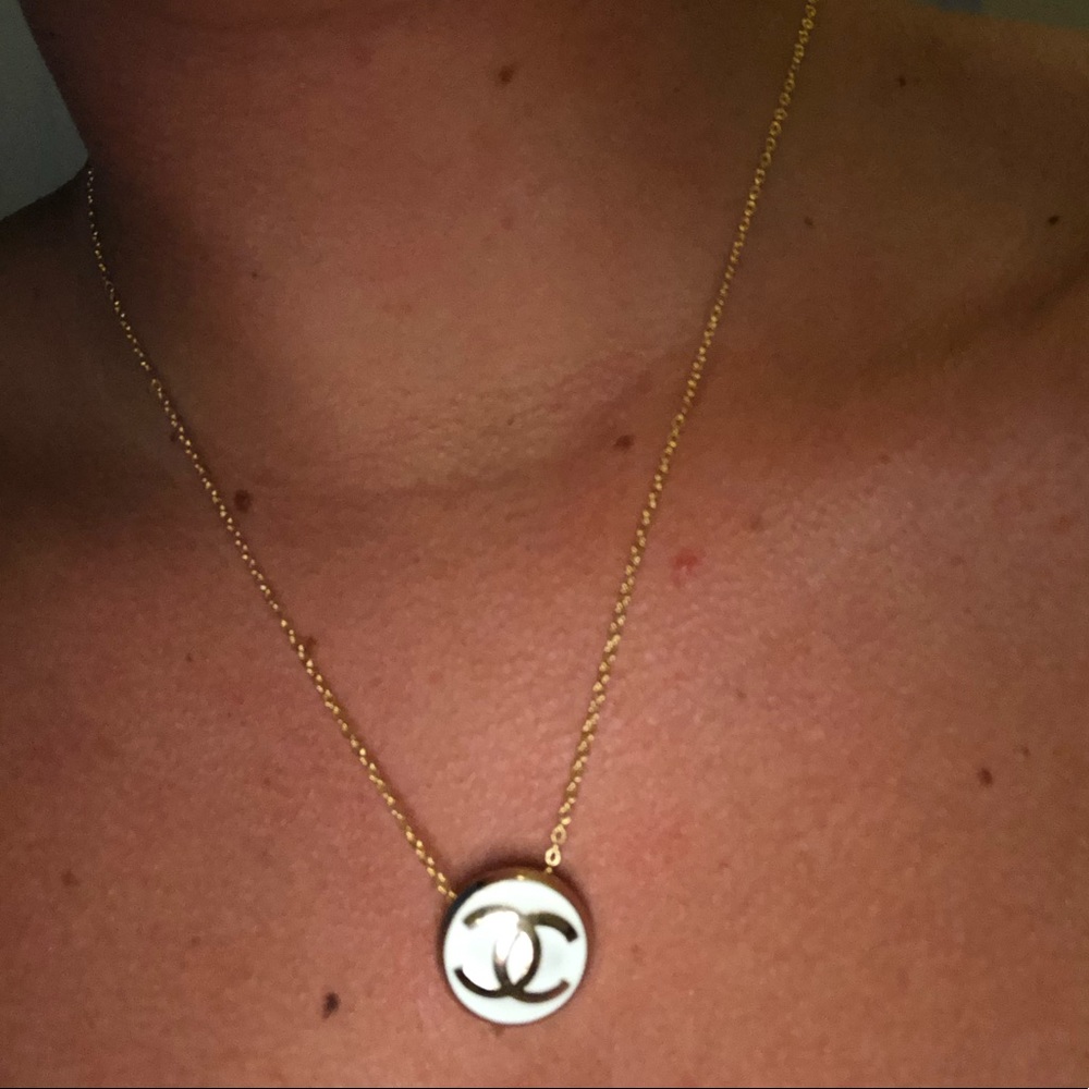 channel button necklace